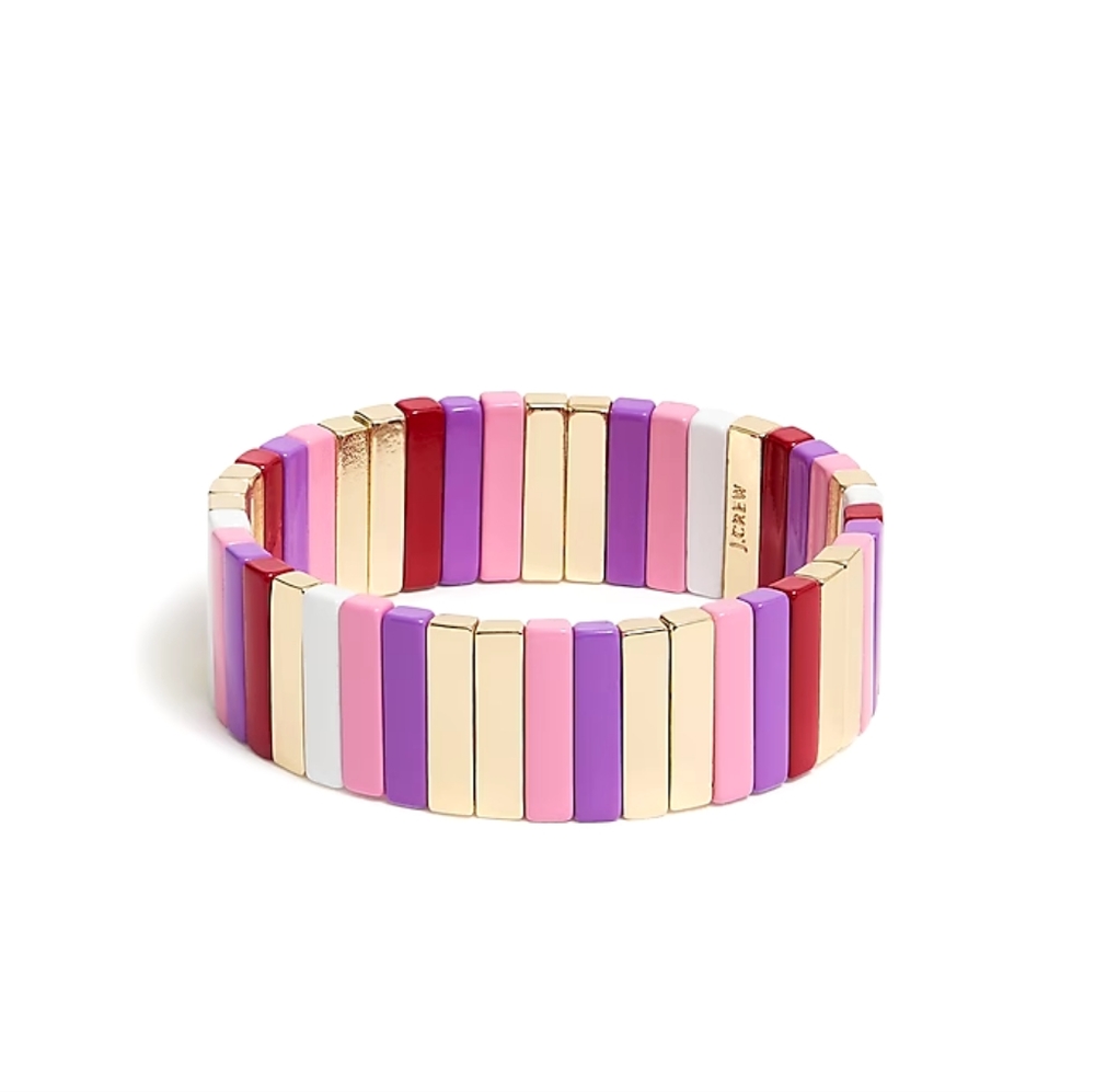 J.Crew enamel stretchy bracelet, pink